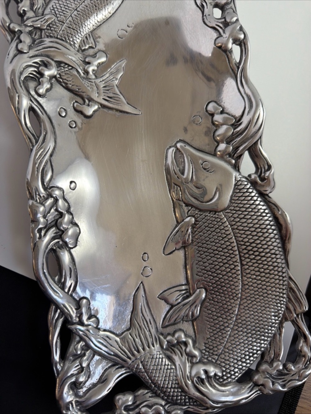 Vintage 2001 Arthur Court Jumping Fish Cast Aluminum Tray Rare - Picture 7 of 16